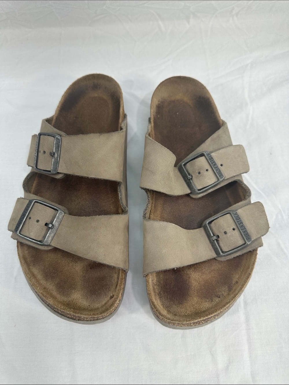 Birkenstock Women's Leather Cork Two Strap Sandals 9? Taupe
